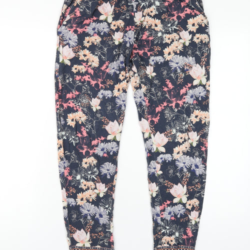Warehouse Womens Multicoloured Geometric Viscose Trousers Size 8 L30 in Regular