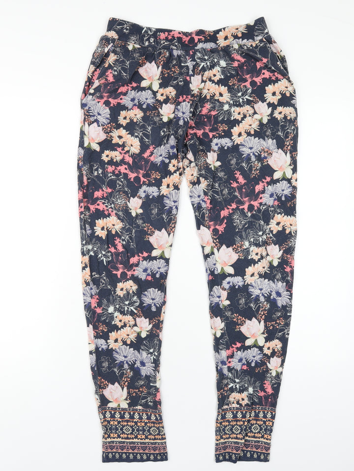 Warehouse Womens Multicoloured Geometric Viscose Trousers Size 8 L30 in Regular