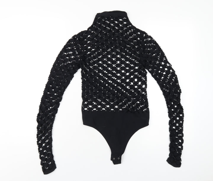 Free People Womens Black Nylon Bodysuit One-Piece Size XS Snap