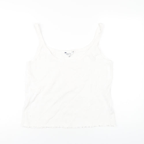 M&Co Womens White Cotton Camisole T-Shirt Size XL Scoop Neck