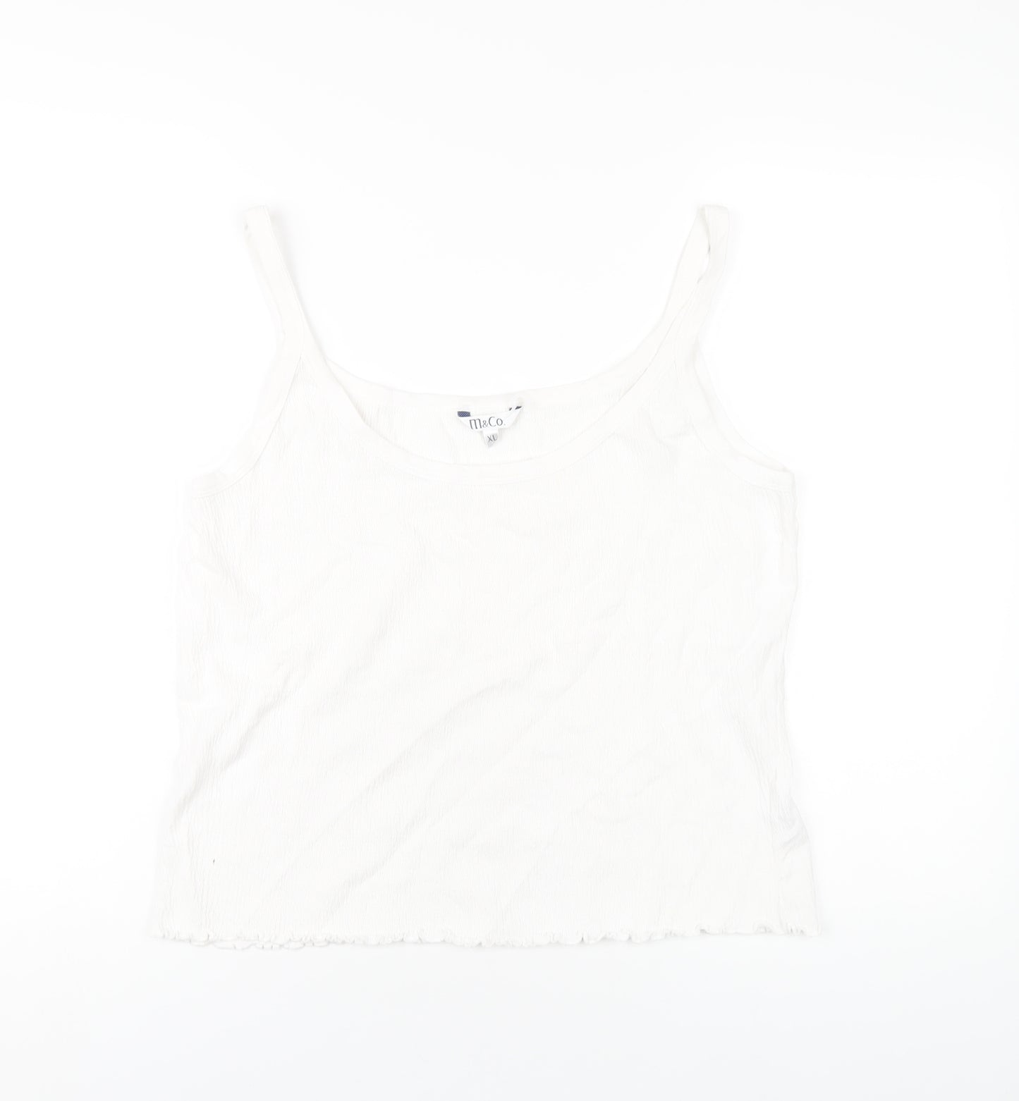 M&Co Womens White Cotton Camisole T-Shirt Size XL Scoop Neck