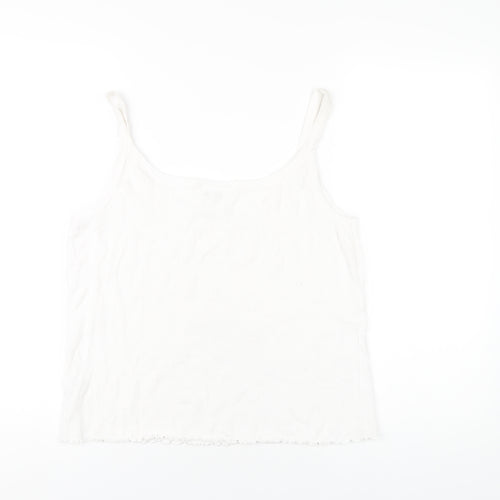M&Co Womens White Cotton Camisole T-Shirt Size XL Scoop Neck