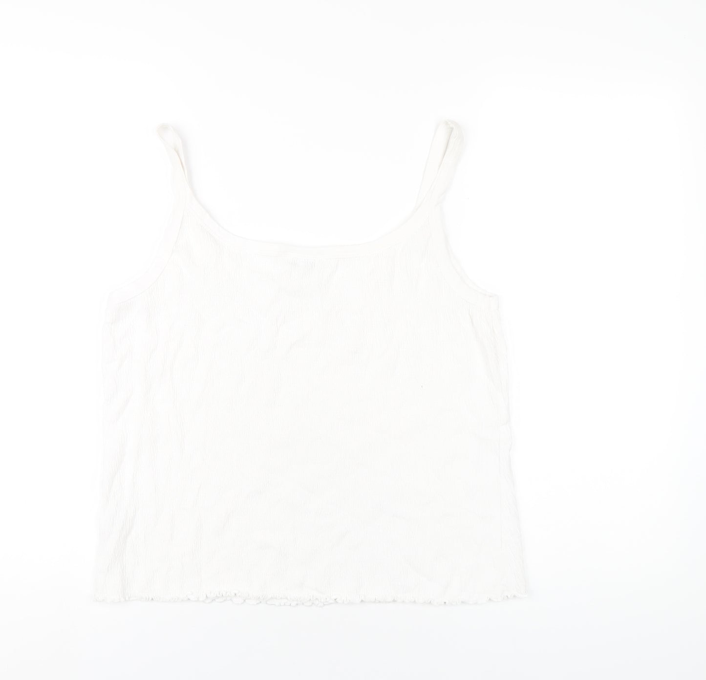 M&Co Womens White Cotton Camisole T-Shirt Size XL Scoop Neck