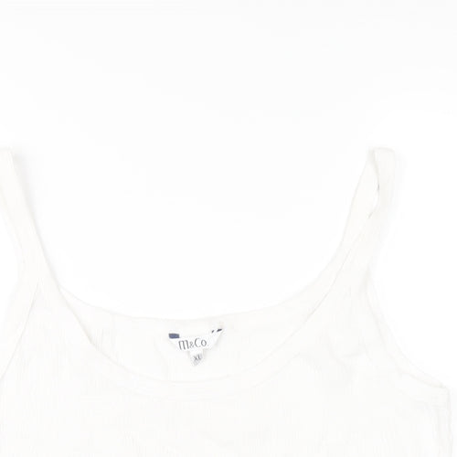 M&Co Womens White Cotton Camisole T-Shirt Size XL Scoop Neck