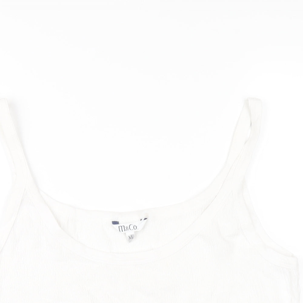 M&Co Womens White Cotton Camisole T-Shirt Size XL Scoop Neck