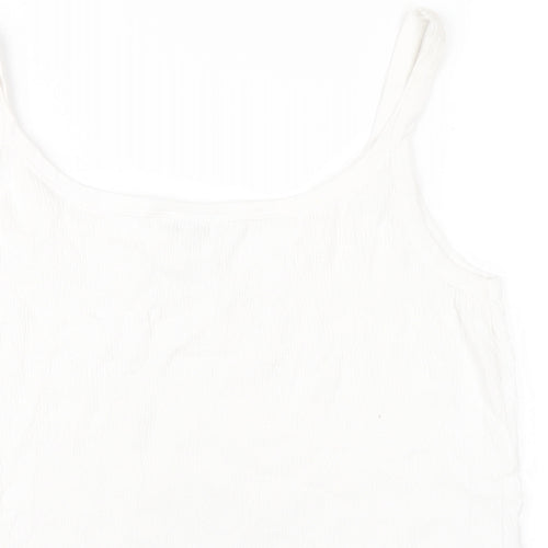 M&Co Womens White Cotton Camisole T-Shirt Size XL Scoop Neck