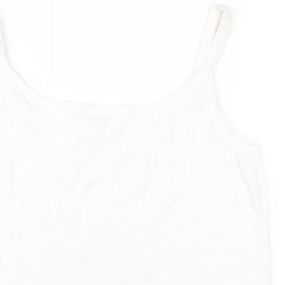 M&Co Womens White Cotton Camisole T-Shirt Size XL Scoop Neck