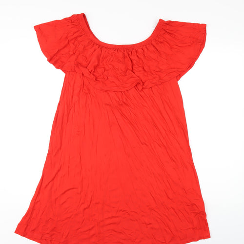 Lipsy Womens Red Viscose A-Line Size 12 Off the Shoulder Pullover