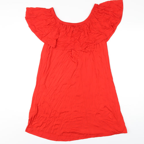 Lipsy Womens Red Viscose A-Line Size 12 Off the Shoulder Pullover