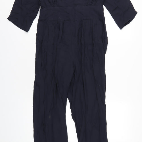 French Connection Womens Blue Acetate Jumpsuit One-Piece Size 12 L31 in Zip