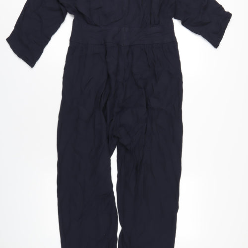 French Connection Womens Blue Acetate Jumpsuit One-Piece Size 12 L31 in Zip