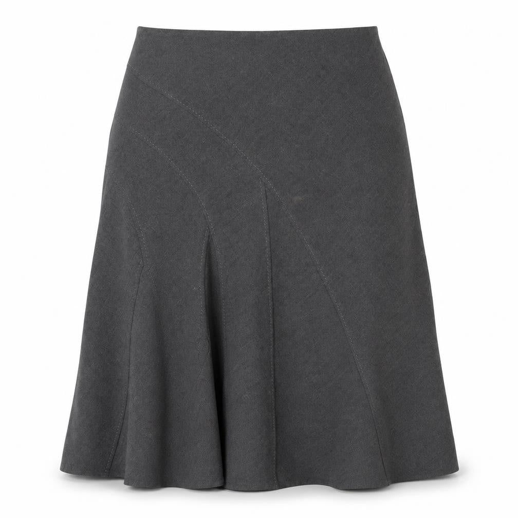Front view of Platform women’s grey polyester a-line skirt, size UK 14