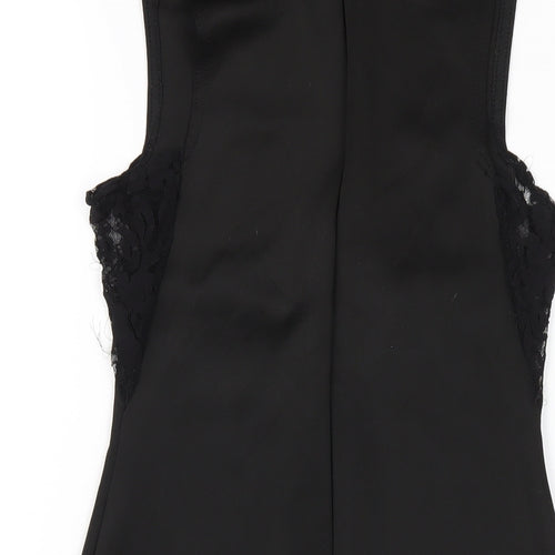 PRETTYLITTLETHING Womens Black Polyester Bodycon Size 6 Mock Neck Zip