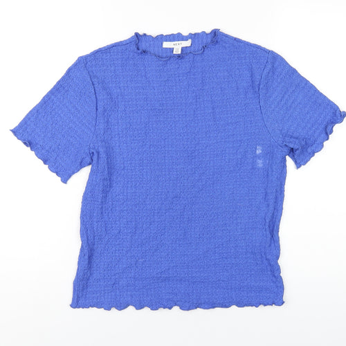 NEXT Womens Blue Polyester Basic T-Shirt Size 14 Round Neck