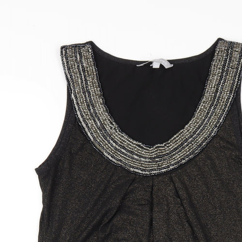 Red Herring Womens Black Polyester A-Line Size 12 Scoop Neck Pullover - Beaded Neckline