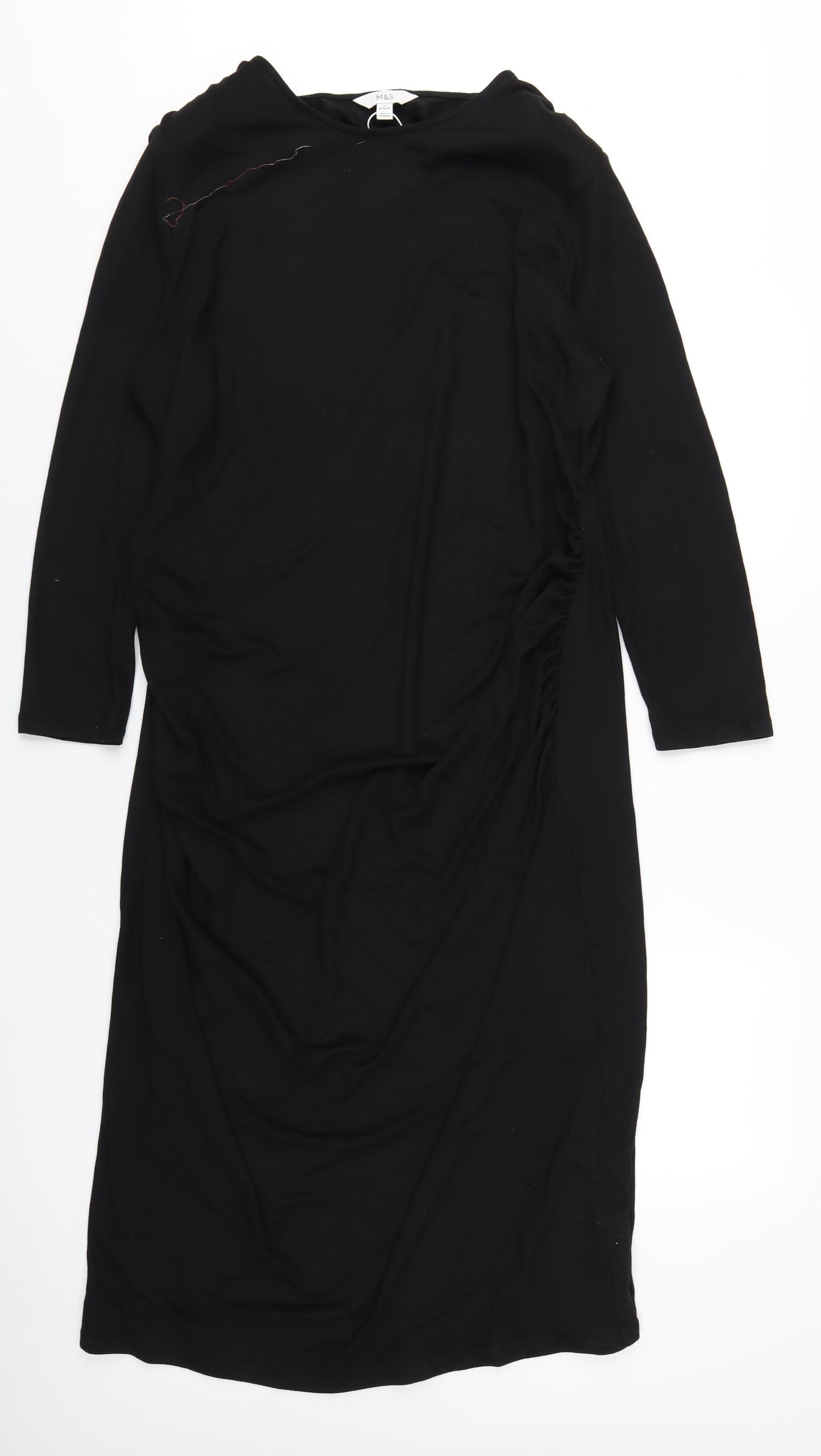 Marks and Spencer Womens Black Polyester Bodycon Size 22 Round Neck Pullover