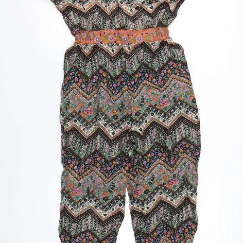 Warehouse Womens Multicoloured Geometric Viscose Jumpsuit One-Piece Size 12 L30 in Pullover