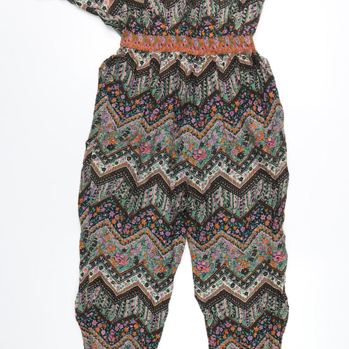Warehouse Womens Multicoloured Geometric Viscose Jumpsuit One-Piece Size 12 L30 in Pullover