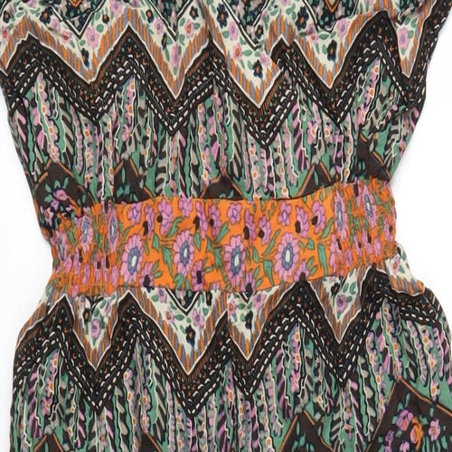 Warehouse Womens Multicoloured Geometric Viscose Jumpsuit One-Piece Size 12 L30 in Pullover