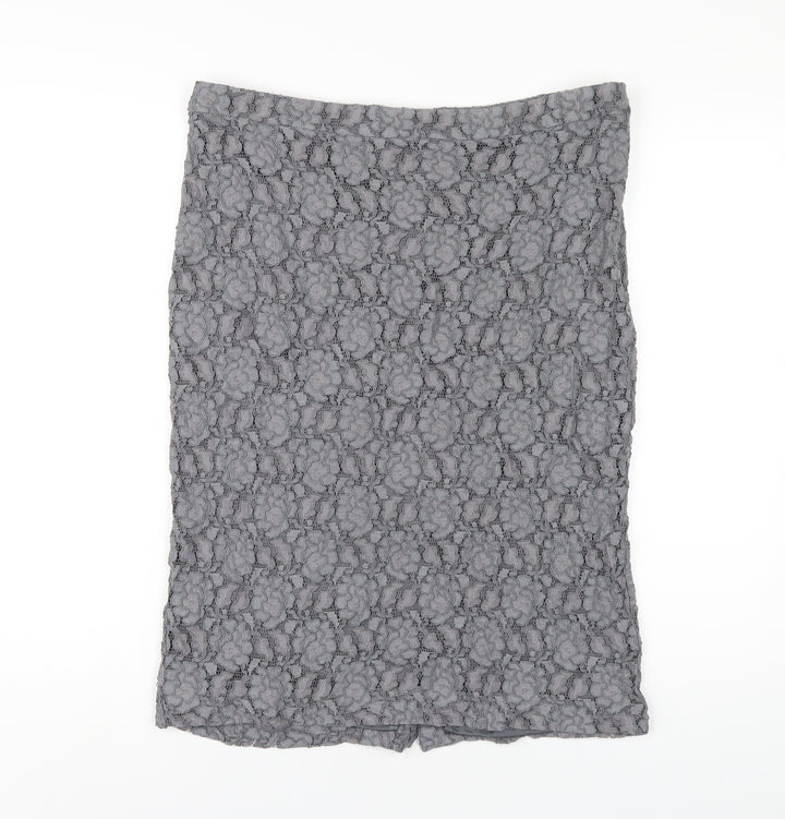 Planet Womens Grey Polyester Straight & Pencil Skirt Size 14 Zip