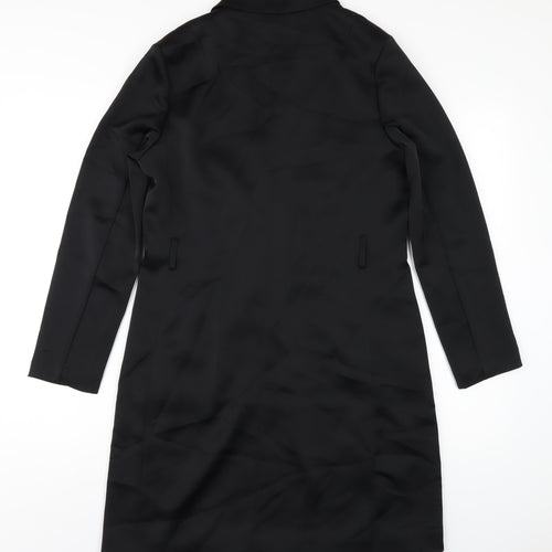 H&M Womens Black Polyester Jacket Dress Size 12 Collared Snap