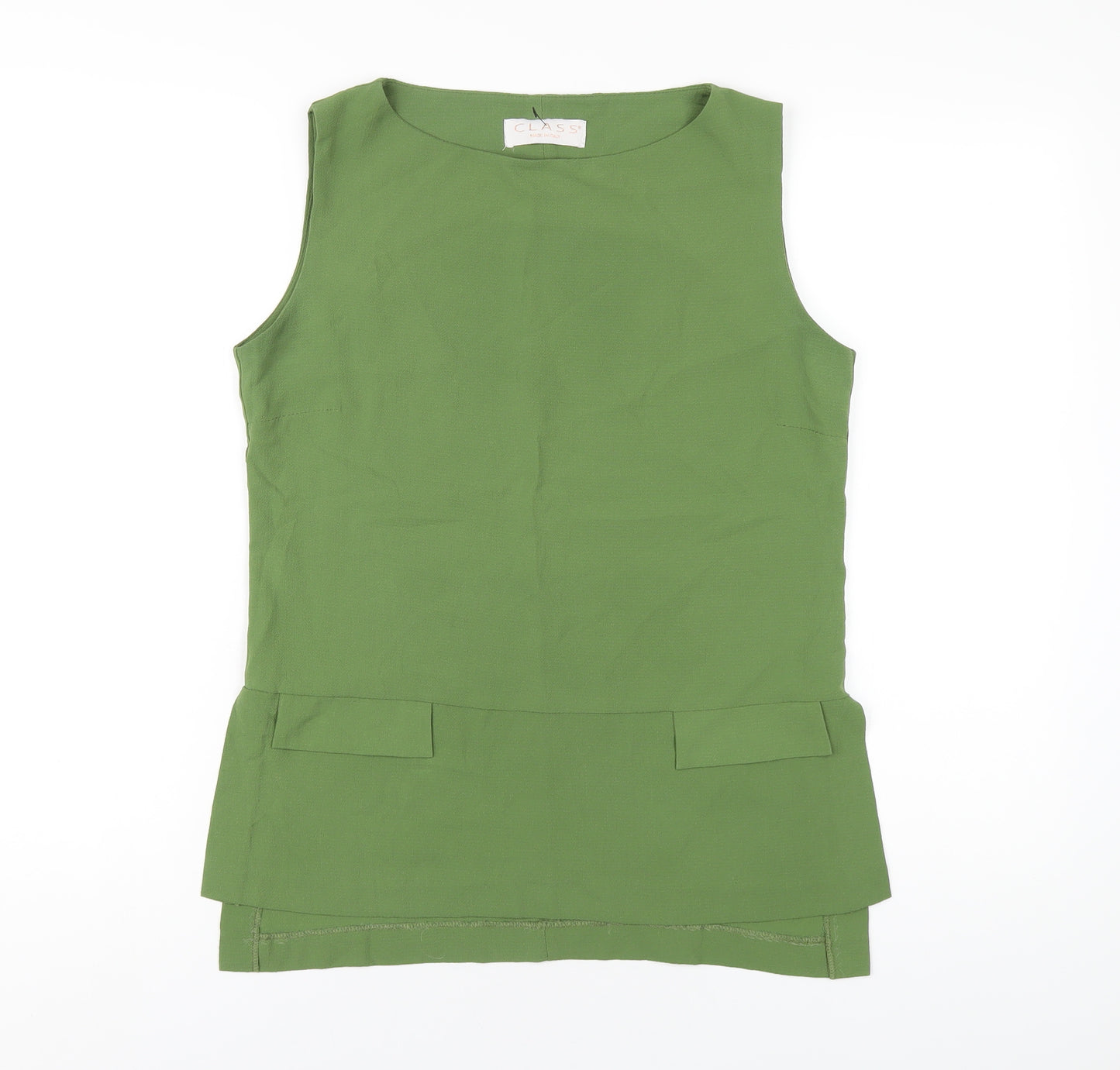 Class Womens Green Polyester Basic Tank Size 14 Round Neck