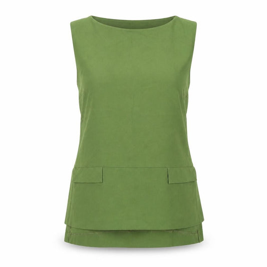 Front view of Class women’s green polyester basic tank, size UK 14, round neck