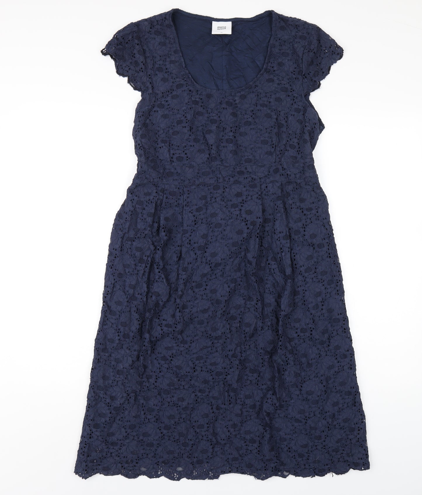 Mamalicious Womens Blue Polyester A-Line Size M Scoop Neck Pullover