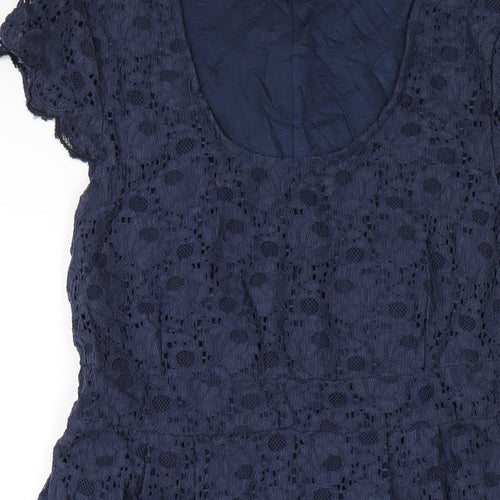 Mamalicious Womens Blue Polyester A-Line Size M Scoop Neck Pullover