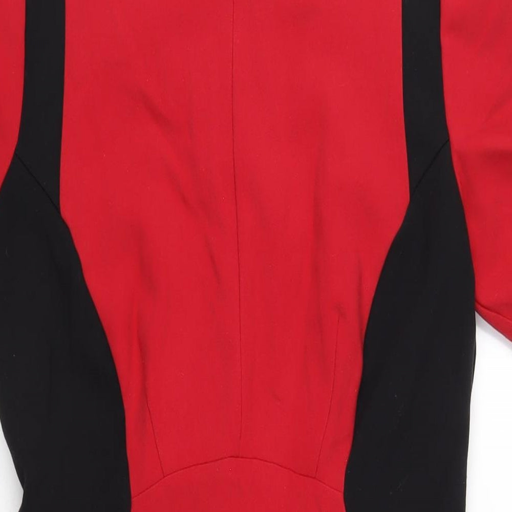 Marks and Spencer Womens Red Polyester Pencil Dress Size 10 Round Neck Zip