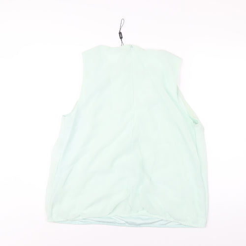 M&Co Womens Green Polyester Basic Tank Size 18 Scoop Neck