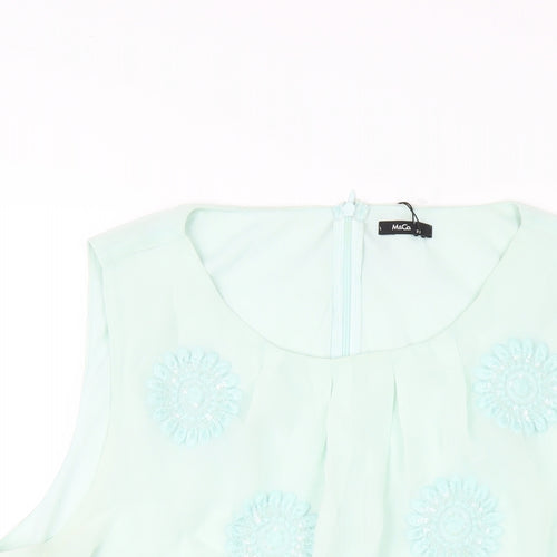 M&Co Womens Green Polyester Basic Tank Size 18 Scoop Neck