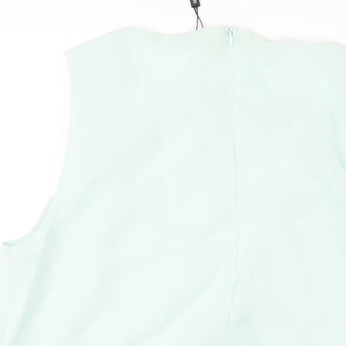 M&Co Womens Green Polyester Basic Tank Size 18 Scoop Neck