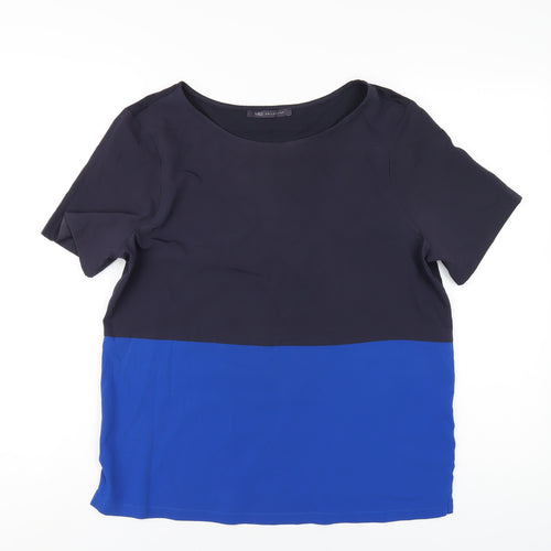 Marks and Spencer Womens Blue Polyester Basic T-Shirt Size 12 Round Neck