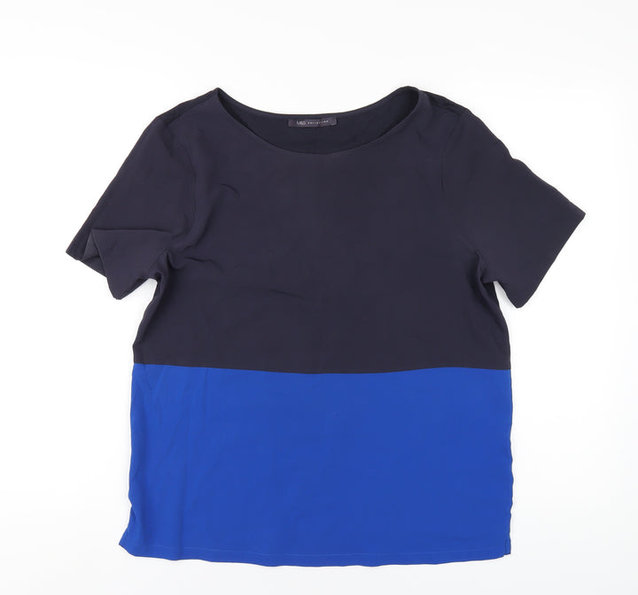 Marks and Spencer Womens Blue Polyester Basic T-Shirt Size 12 Round Neck