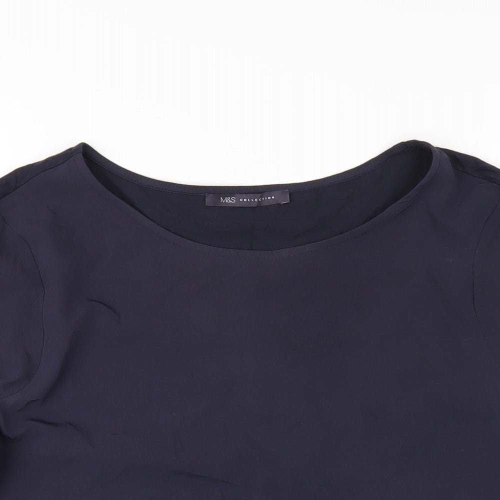 Marks and Spencer Womens Blue Polyester Basic T-Shirt Size 12 Round Neck