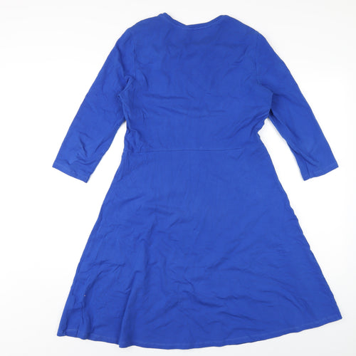 Dorothy Perkins Womens Blue Cotton A-Line Size 12 Round Neck Pullover
