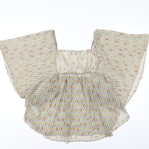 Red Herring Womens Multicoloured Geometric Polyester Basic T-Shirt Size 14 V-Neck