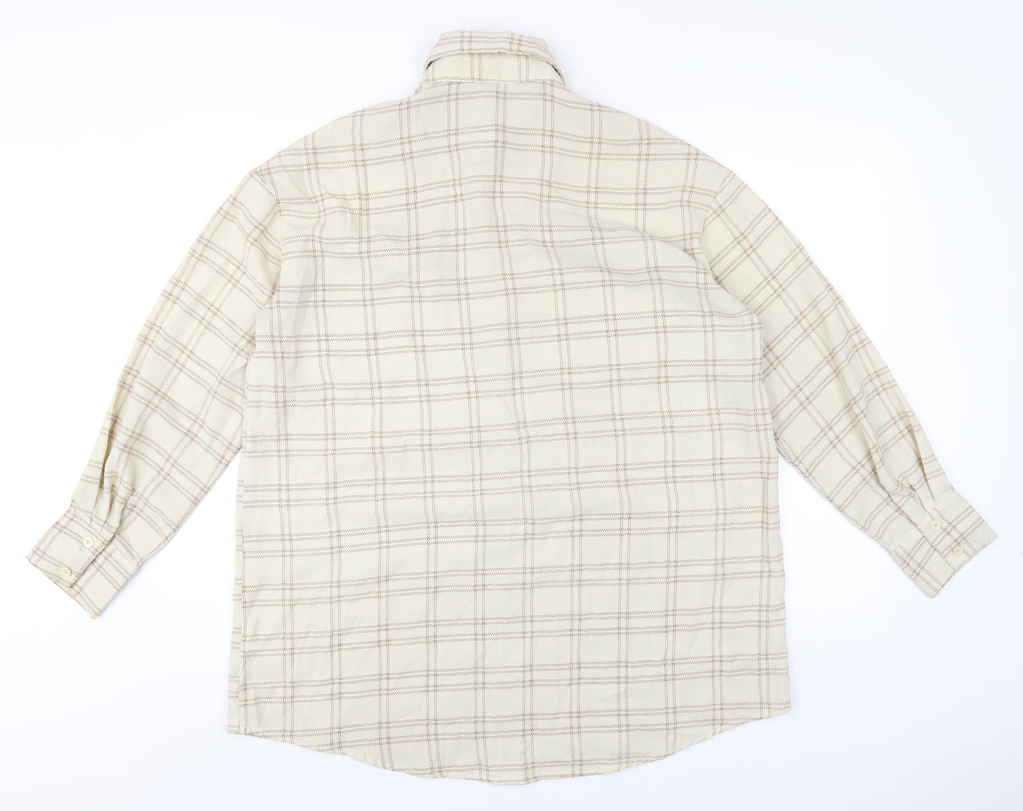 PRETTYLITTLETHING Womens Beige Plaid Polyester Shirt Dress Size 8 Collared Button
