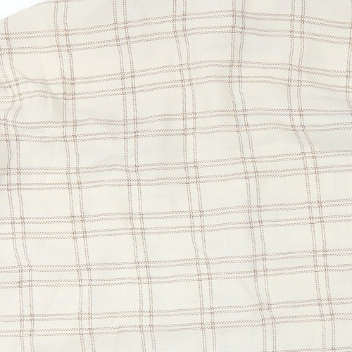 PRETTYLITTLETHING Womens Beige Plaid Polyester Shirt Dress Size 8 Collared Button