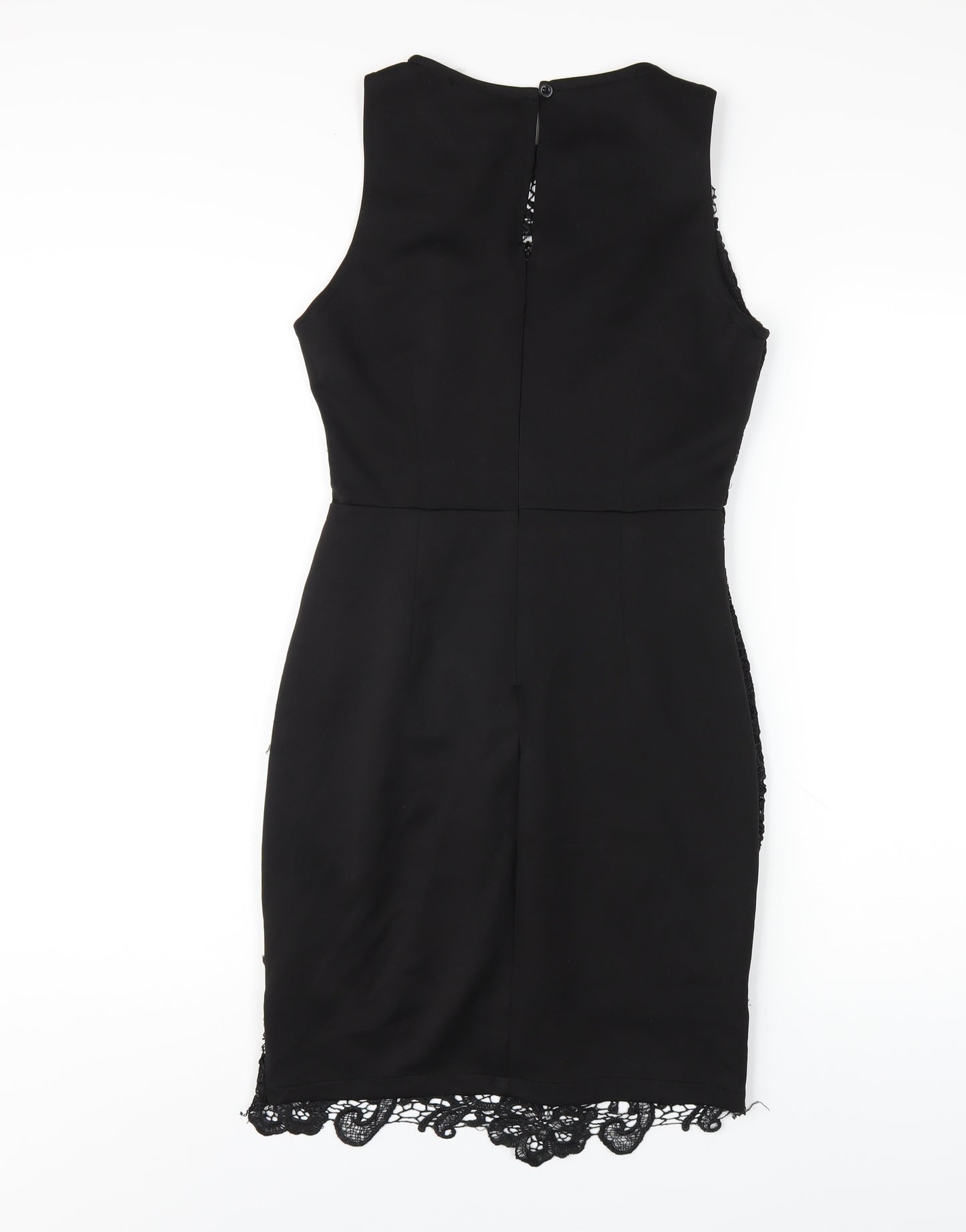 AX Paris Womens Black Polyester Bodycon Size 10 Round Neck Button