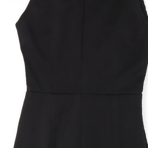 AX Paris Womens Black Polyester Bodycon Size 10 Round Neck Button