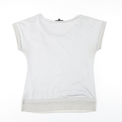 David Emanuel Womens Grey Polyester Basic T-Shirt Size 10 Round Neck