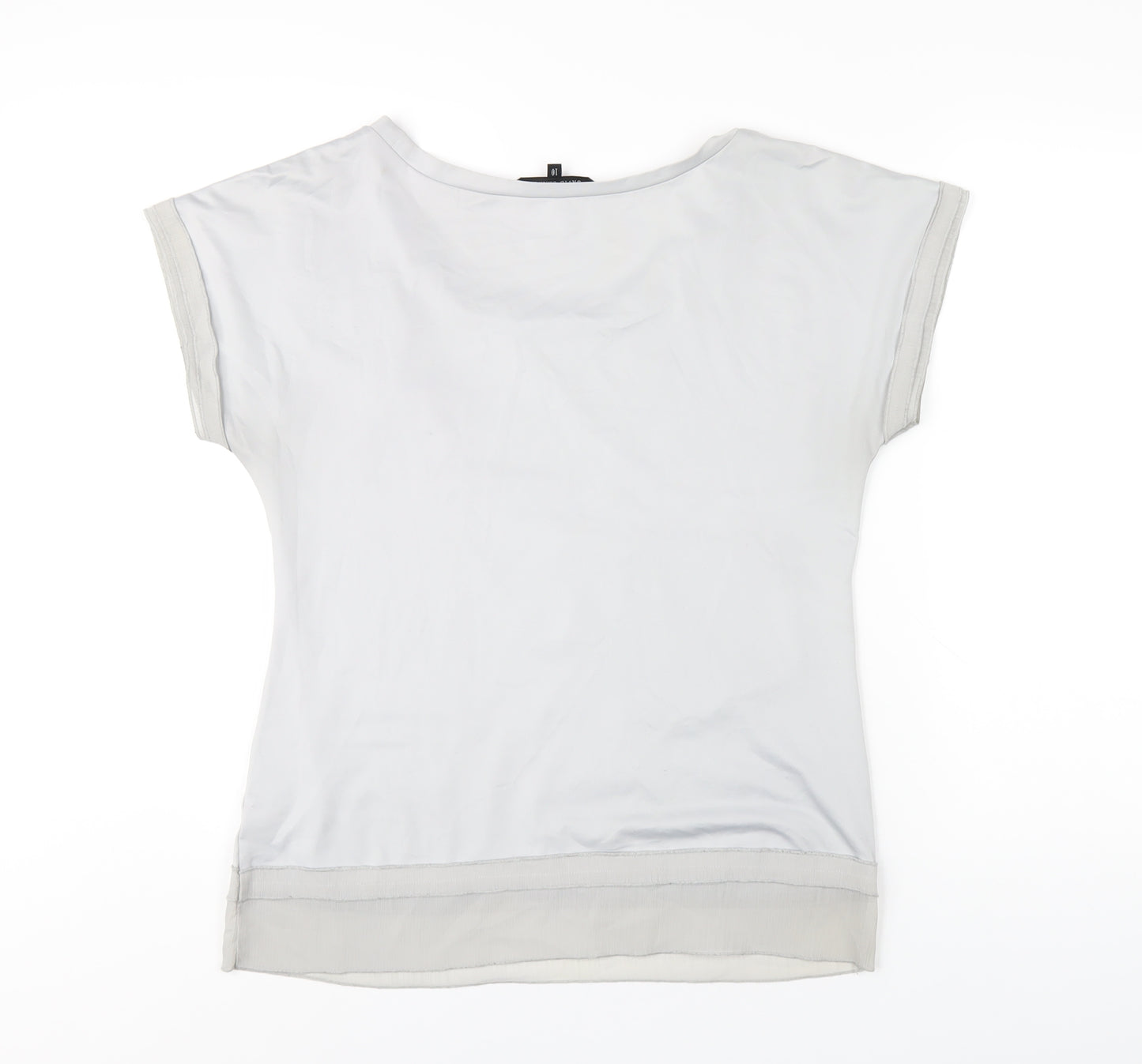 David Emanuel Womens Grey Polyester Basic T-Shirt Size 10 Round Neck