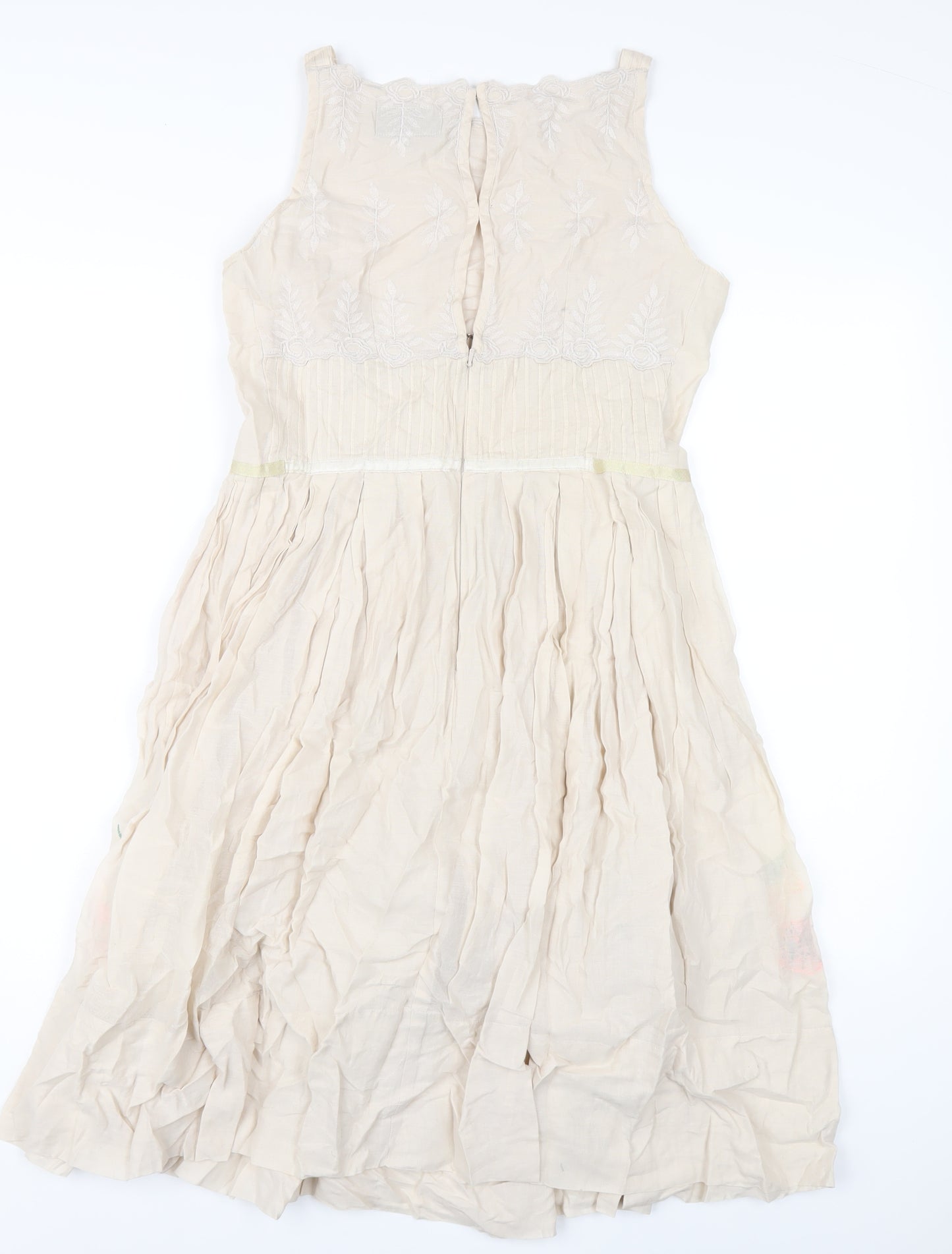 River Island Womens Beige Cotton A-Line Size 8 Square Neck Zip