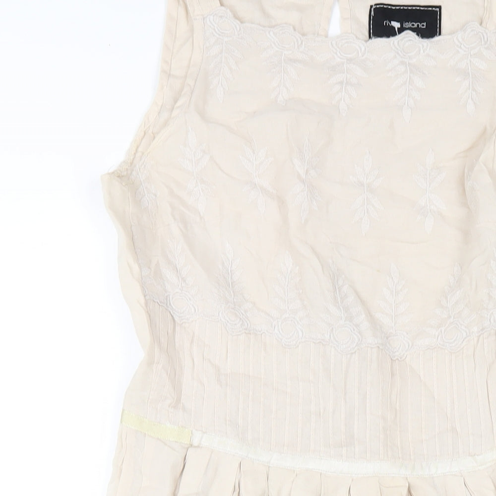 River Island Womens Beige Cotton A-Line Size 8 Square Neck Zip
