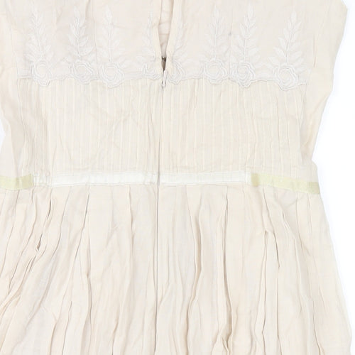 River Island Womens Beige Cotton A-Line Size 8 Square Neck Zip