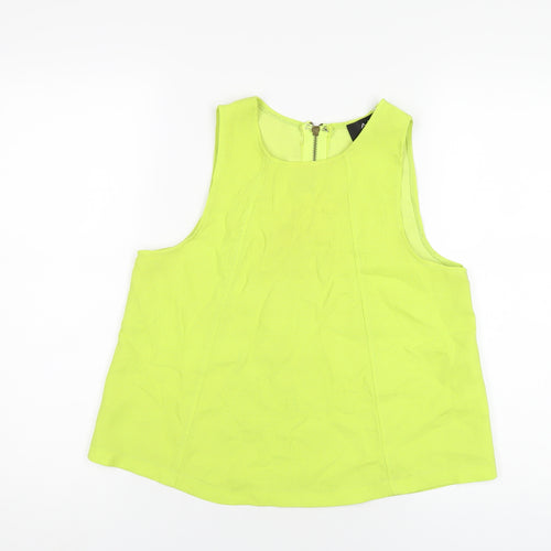 AX Paris Womens Green Polyester Basic T-Shirt Size 12 Round Neck