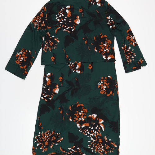 Mamalicious Womens Green Floral Polyester A-Line Size M Round Neck Zip