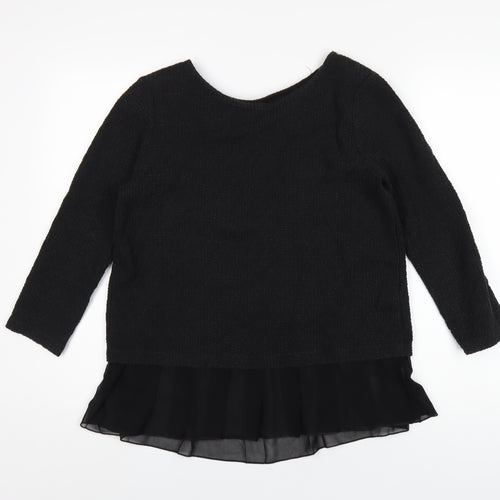 Great Plains Womens Black Cotton Basic T-Shirt Size S Round Neck